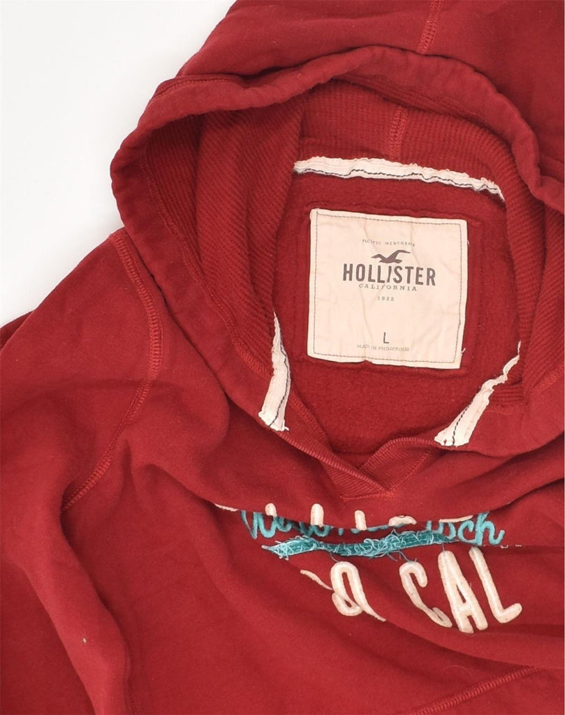 HOLLISTER Womens Graphic Hoodie Jumper UK 14 Large Red Cotton | Vintage Hollister | Thrift | Second-Hand Hollister | Used Clothing | Messina Hembry 