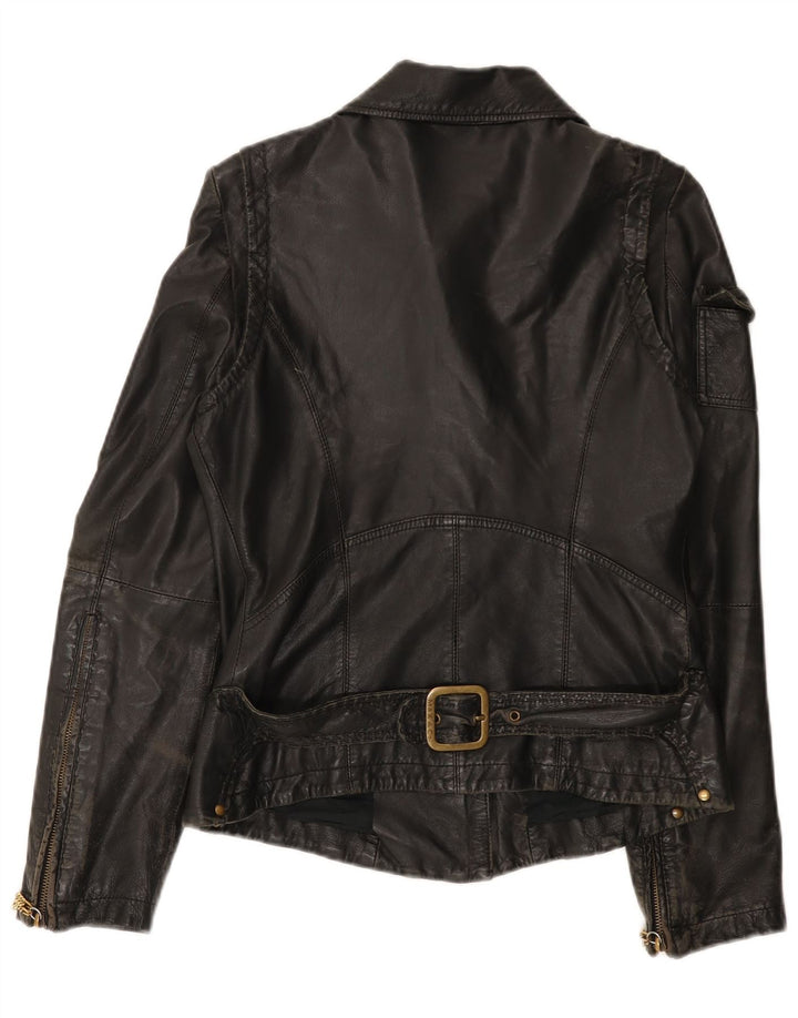 Max & Co. Womens Leather Jacket UK 12 Medium Grey