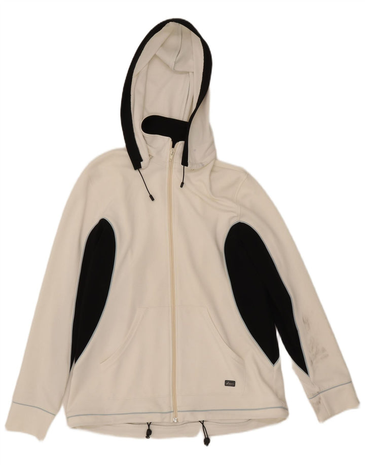 Asics Womens Hooded Tracksuit Top Jacket UK 16 Large White Colourblock