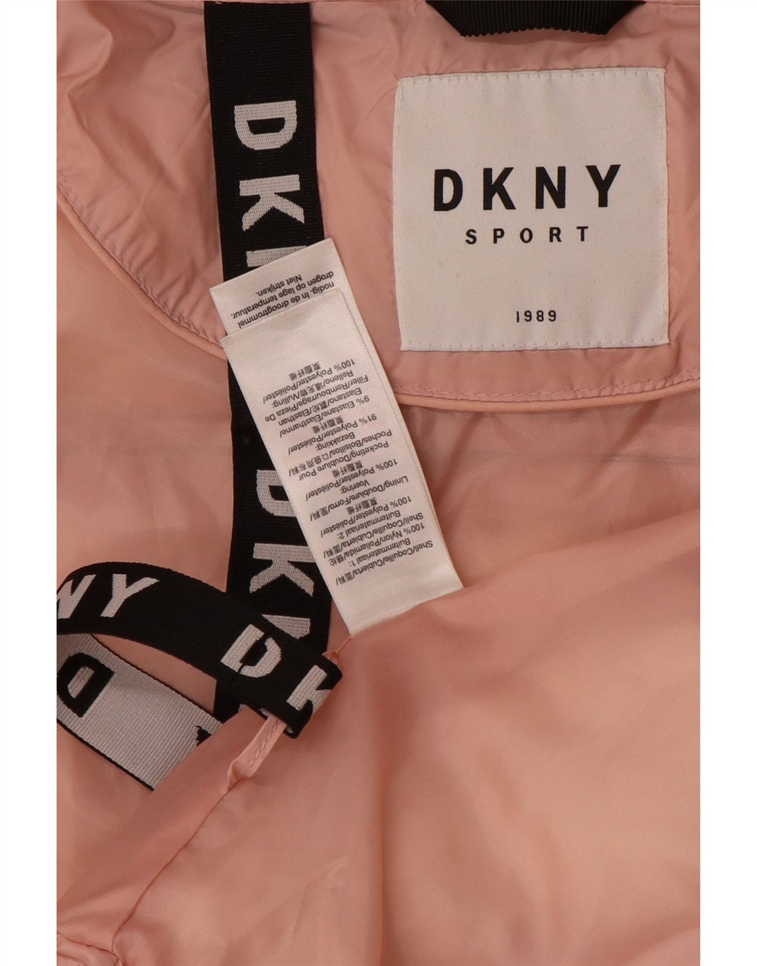 Dkny Womens Oversized Graphic Padded Jacket UK 16 Large Pink Colourblock