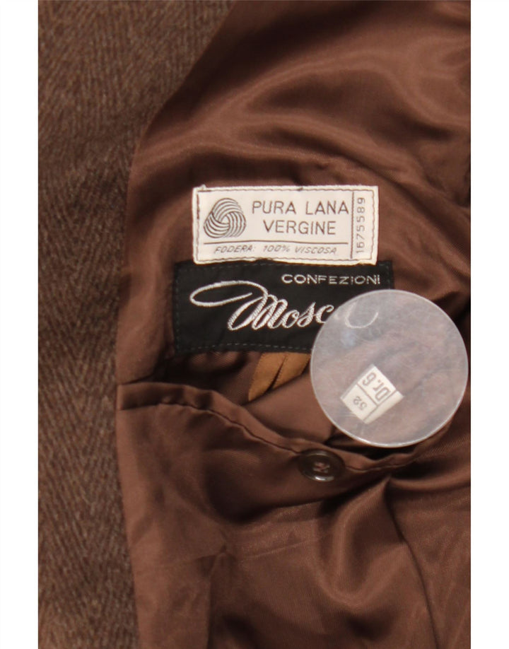 Vintage Womens Overcoat IT 52 2XL Brown Wool