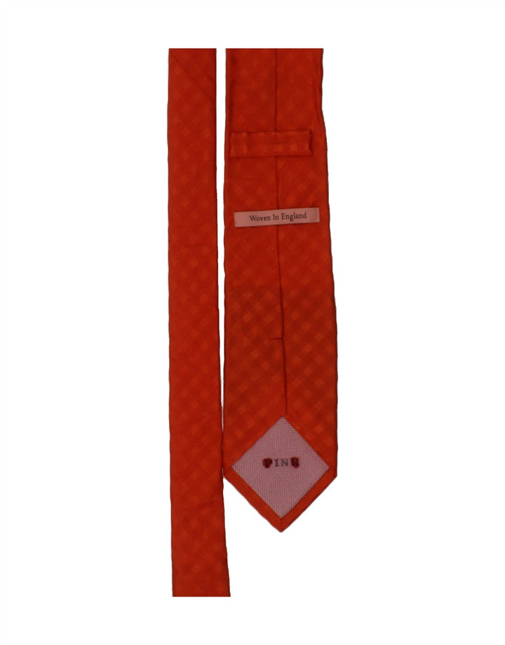 PINK Mens Tie One Size Orange Check Silk Vintage Pink and Second-Hand Pink from Messina Hembry 