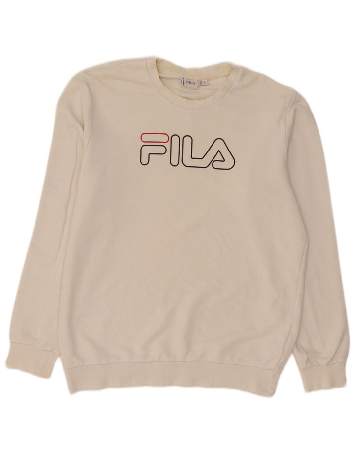 Fila Mens Graphic Sweatshirt Jumper Large White Cotton