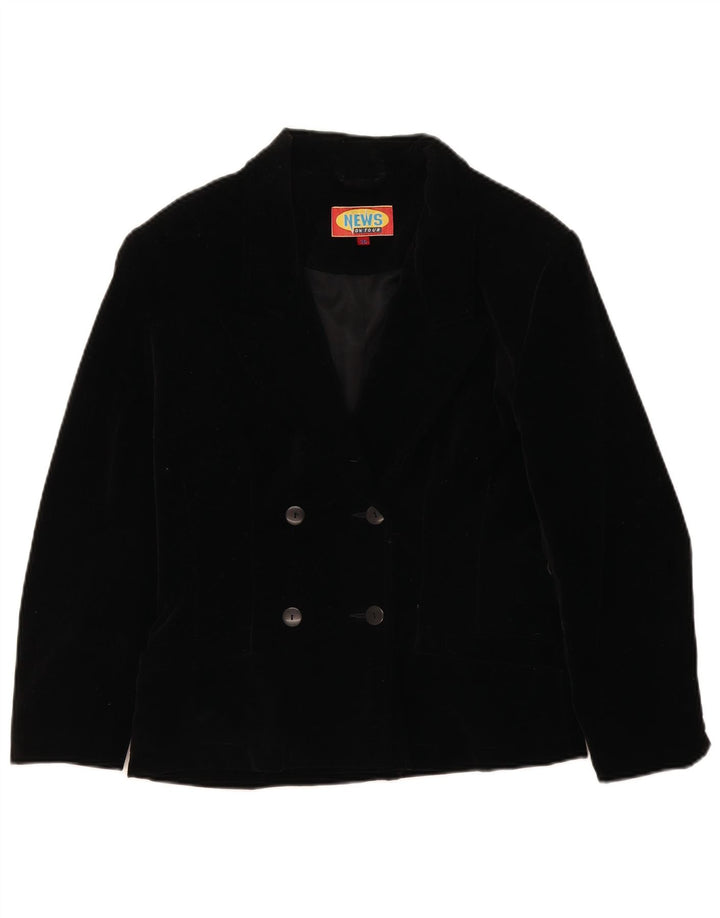 Vintage Womens Oversized Double Breasted Blazer Jacket EU 36 Small Black