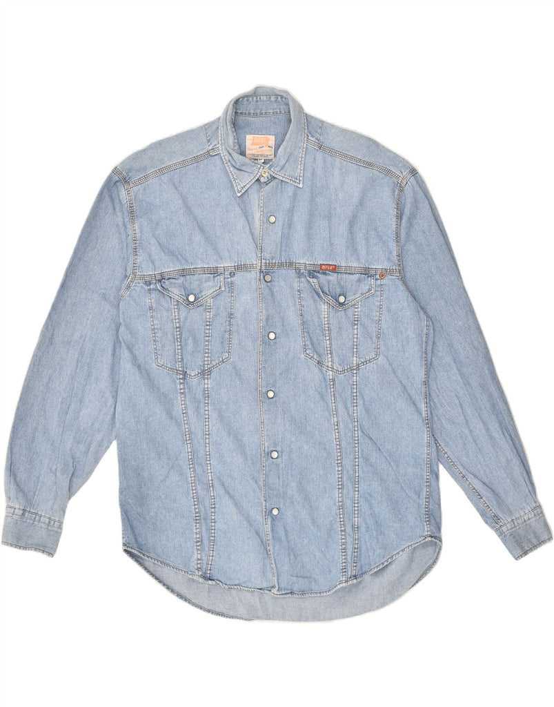 RIFLE Mens Denim Shirt Medium Blue Cotton | Vintage Rifle | Thrift | Second-Hand Rifle | Used Clothing | Messina Hembry 