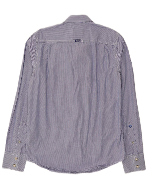 Superdry Mens Shirt Small Blue Pinstripe Cotton
