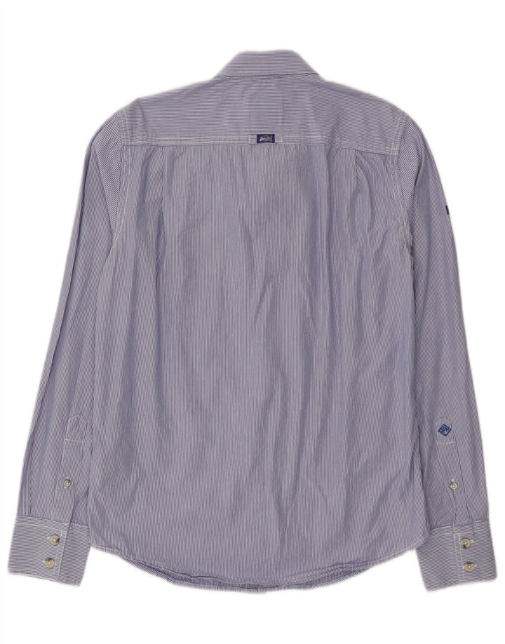Superdry Mens Shirt Small Blue Pinstripe Cotton