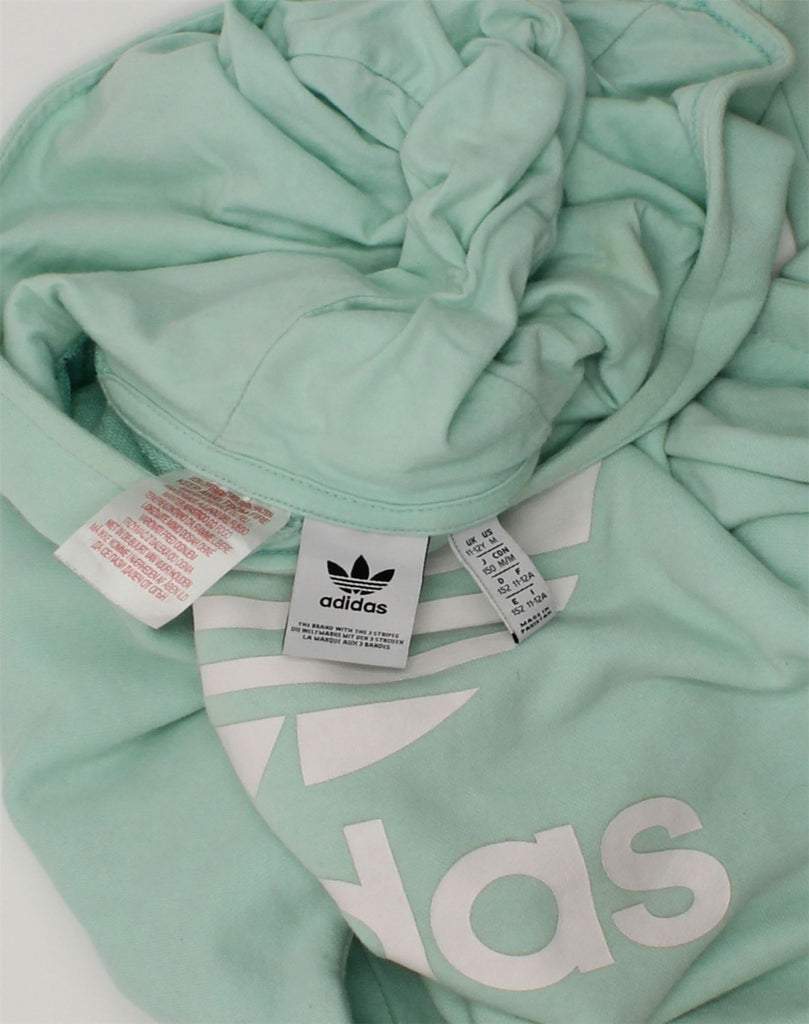 ADIDAS Girls Graphic Hoodie Jumper 11-12 Years Green Cotton | Vintage Adidas | Thrift | Second-Hand Adidas | Used Clothing | Messina Hembry 