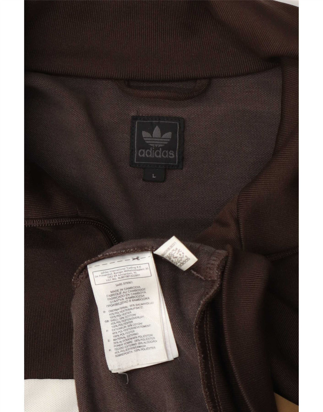 Adidas Mens Tracksuit Top Jacket Large Brown Colourblock Cotton