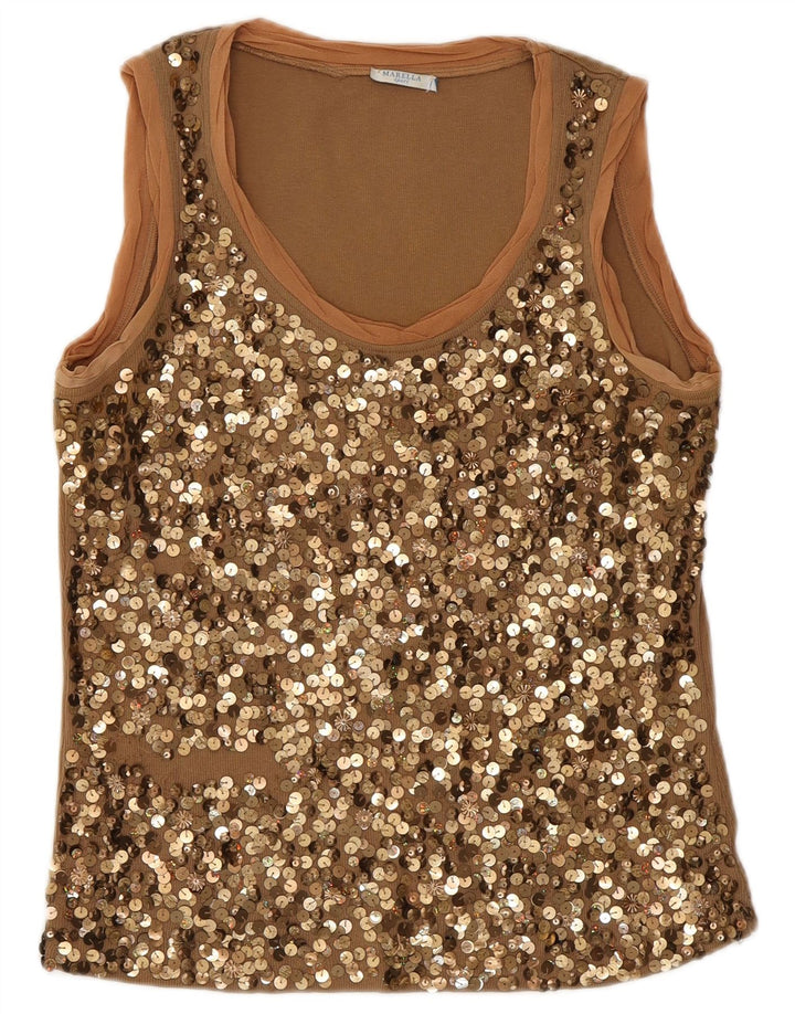 Marella Womens Vest Top UK 12 Medium Brown