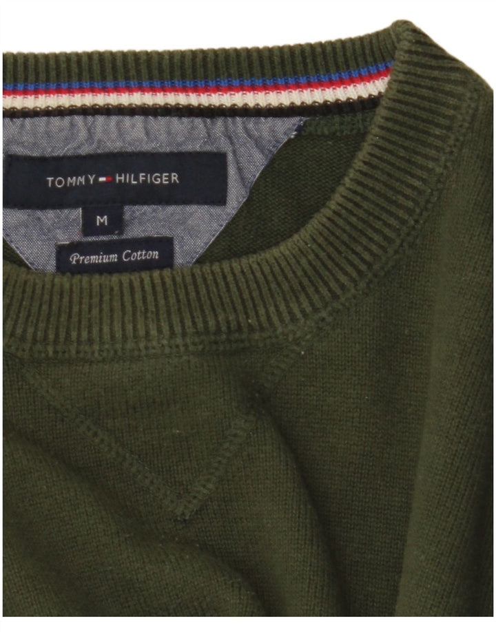 Tommy Hilfiger Mens Crew Neck Jumper Sweater Medium Green Cotton
