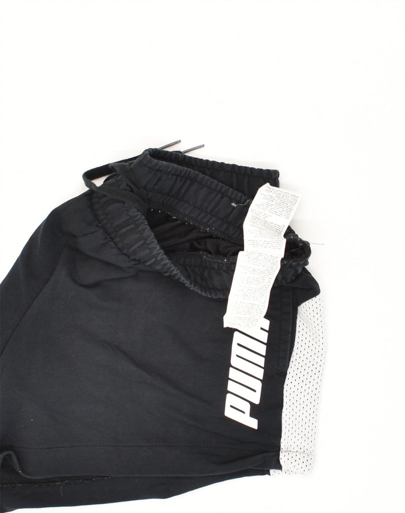 PUMA Womens Graphic Sport Shorts Medium Black Colourblock Cotton | Vintage Puma | Thrift | Second-Hand Puma | Used Clothing | Messina Hembry 