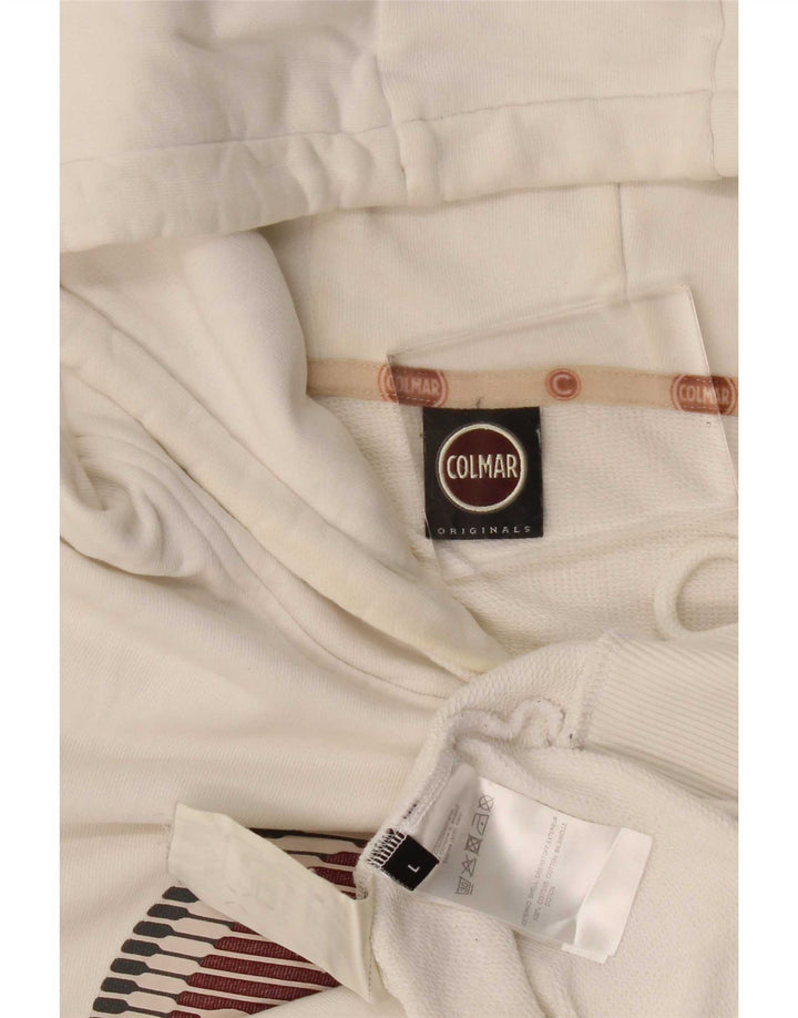 Colmar Mens Graphic Hoodie Jumper Large White Cotton