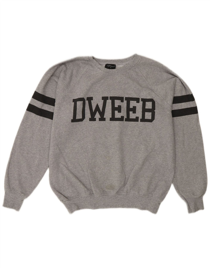Topshop Mens Graphic Sweatshirt Jumper Small Grey Cotton