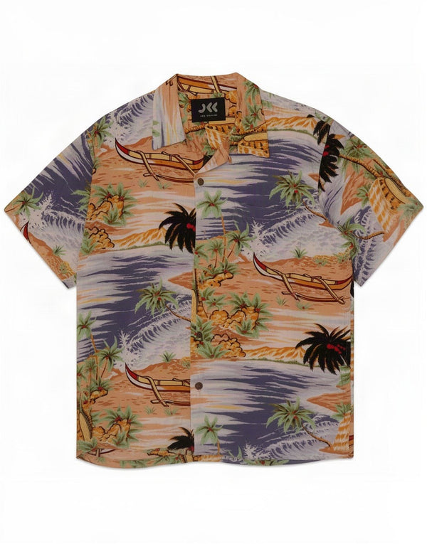 Vintage Mens Short Sleeve Shirt Large Multicoloured Rayon Hawaiian
