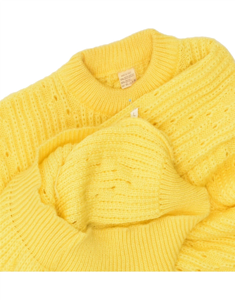 VINTAGE Womens Crew Neck Jumper Sweater Large Yellow Acrylic | Vintage Vintage | Thrift | Second-Hand Vintage | Used Clothing | Messina Hembry 