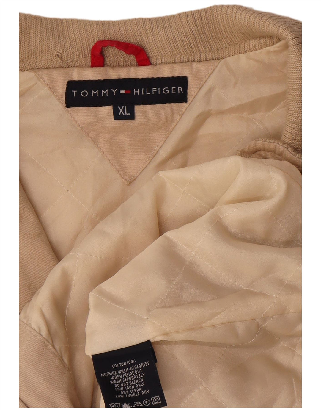 TOMMY HILFIGER Mens Bomber Jacket UK 42 XL Beige Cotton