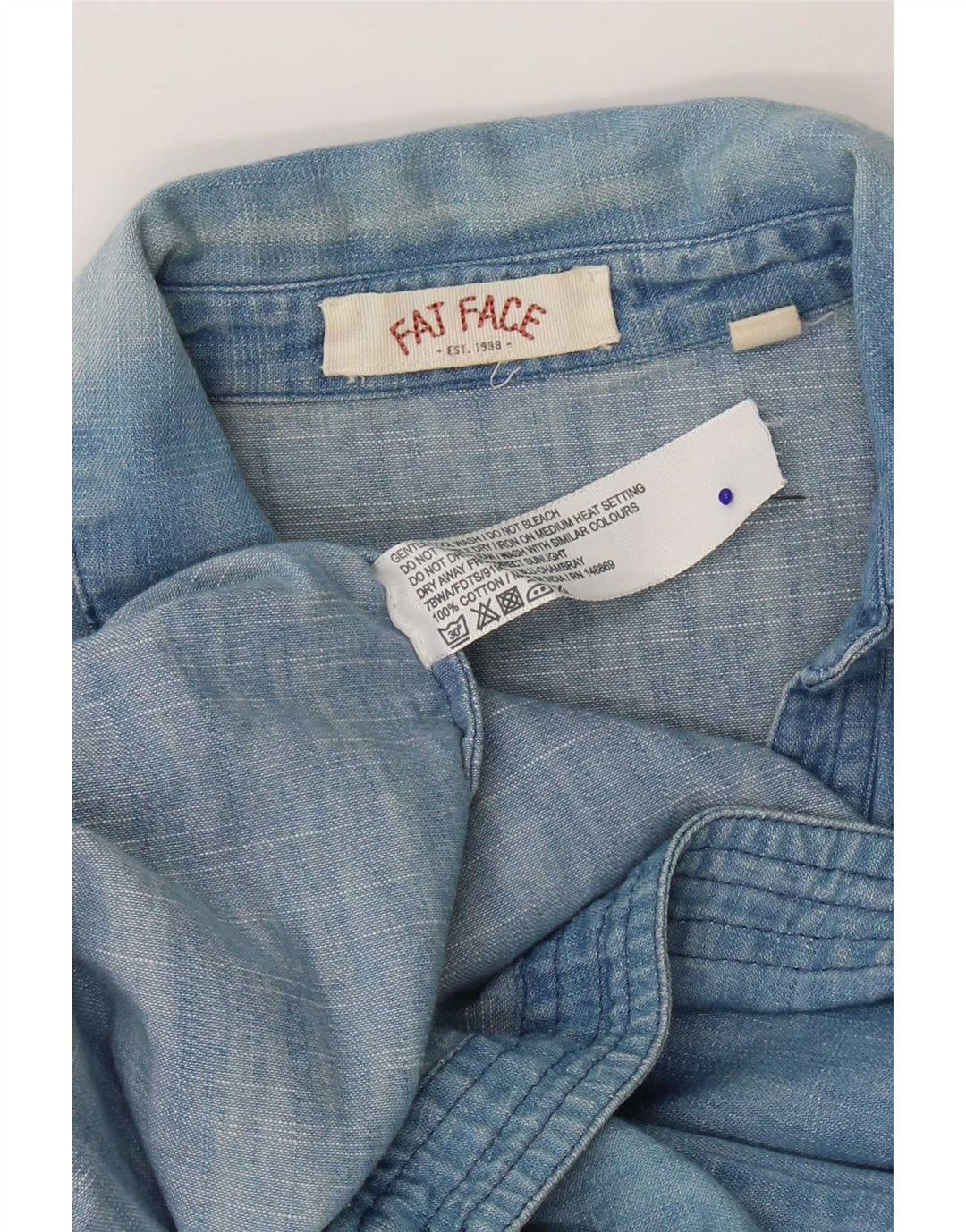 Fat Face Womens Denim Dress UK 12 Medium Blue Cotton
