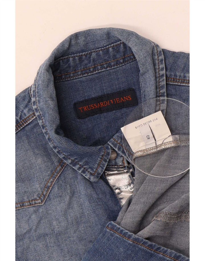 Trussardi Jeans Womens Denim Shirt IT 40 Small Blue