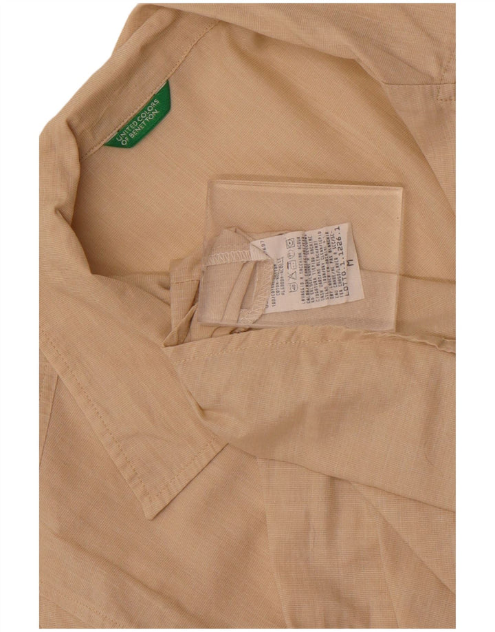 Benetton Womens Shirt UK 14 Medium Beige Cotton