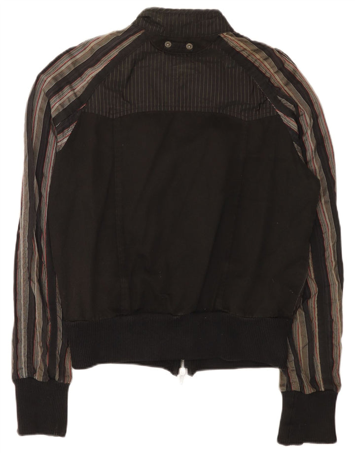 CNC COSTUME NATIONAL Mens Bomber Jacket IT 36 Small Black Striped Cotton