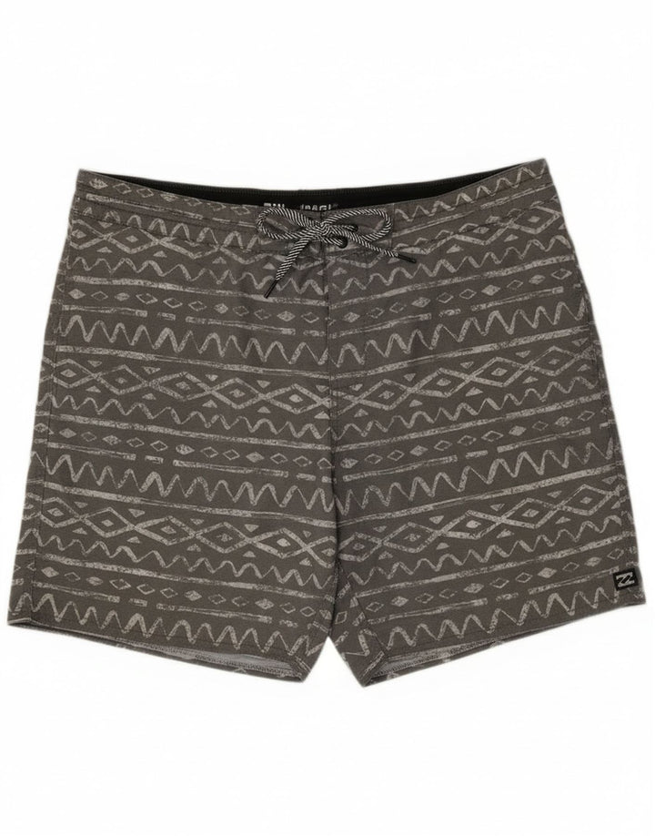 Billabong Mens Swimming Shorts XL  Grey Geometric Cotton