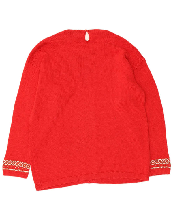 Victoria Harbour Womens Boat Neck Jumper Sweater UK 14 Medium Red Ramie