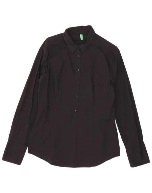 Benetton Womens Pullover Shirt UK 18 XL Black Cotton