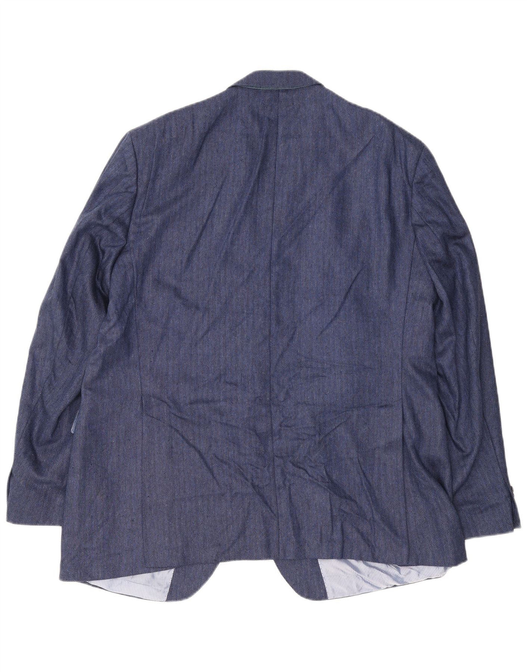 Guy Laroche Mens 2 Button Blazer Jacket UK 42 XL Navy Blue Herringbone Silk