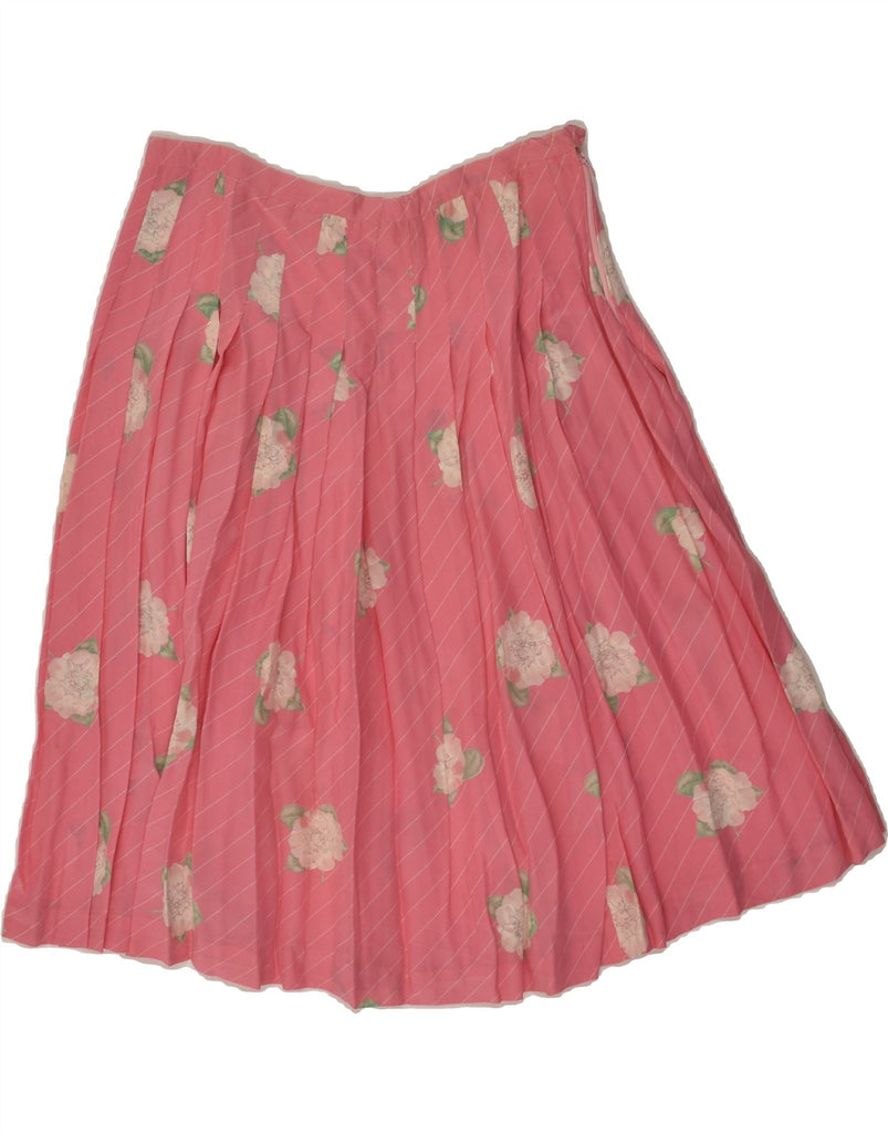 VINTAGE Womens Knife Pleated Skirt W30 Medium Pink Floral | Vintage Vintage | Thrift | Second-Hand Vintage | Used Clothing | Messina Hembry 