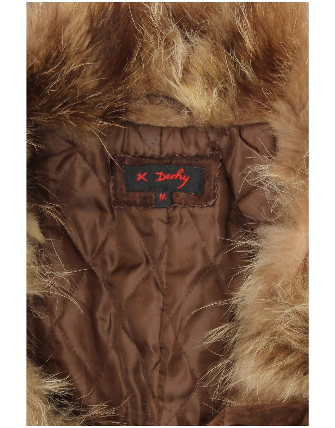 Rene Derhy Womens Suede Fur Overcoat UK 14 Medium Brown Leather