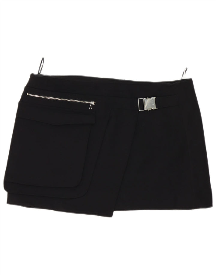 ZARA Womens High Waist Mini Skirt XL W32  Black Polyester