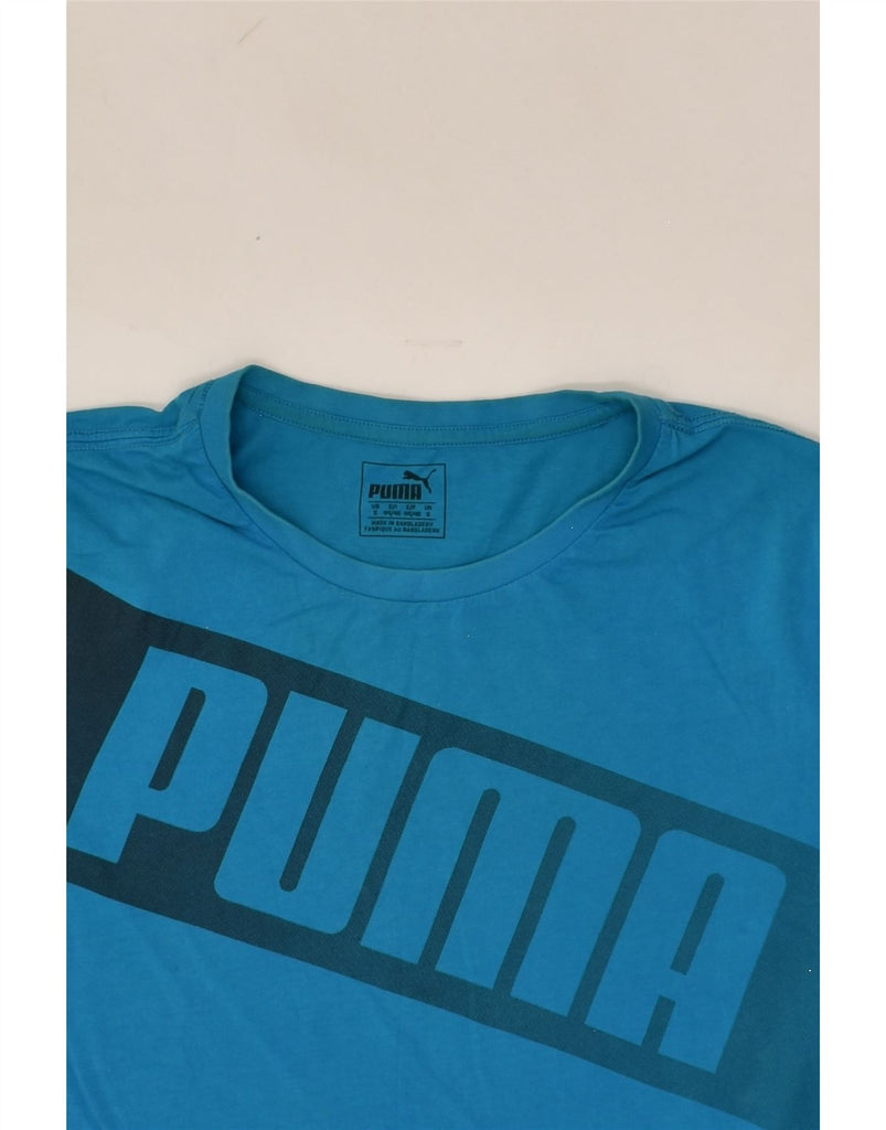 PUMA Mens Graphic T-Shirt Top Small Blue Cotton | Vintage Puma | Thrift | Second-Hand Puma | Used Clothing | Messina Hembry 