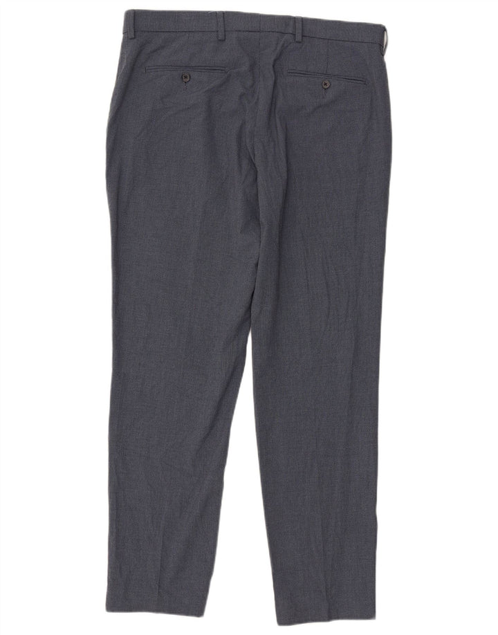 Marks & Spencer Mens Regular Fit Suit Trousers W36 L31 Blue Houndstooth