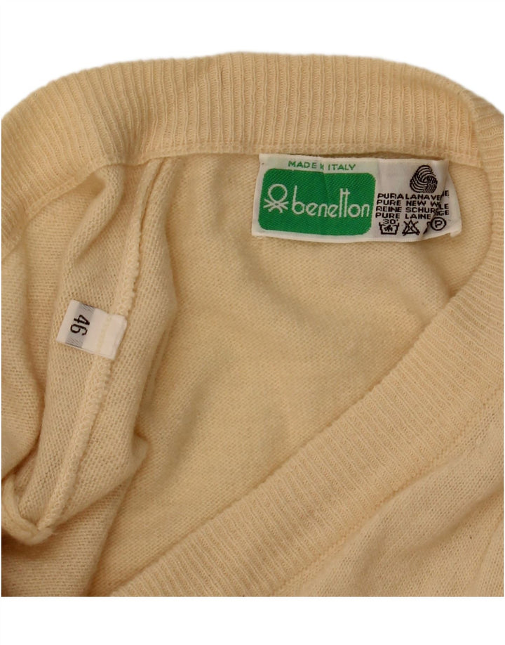 Benetton Womens Cardigan Sweater IT 46 Large Yellow Wool