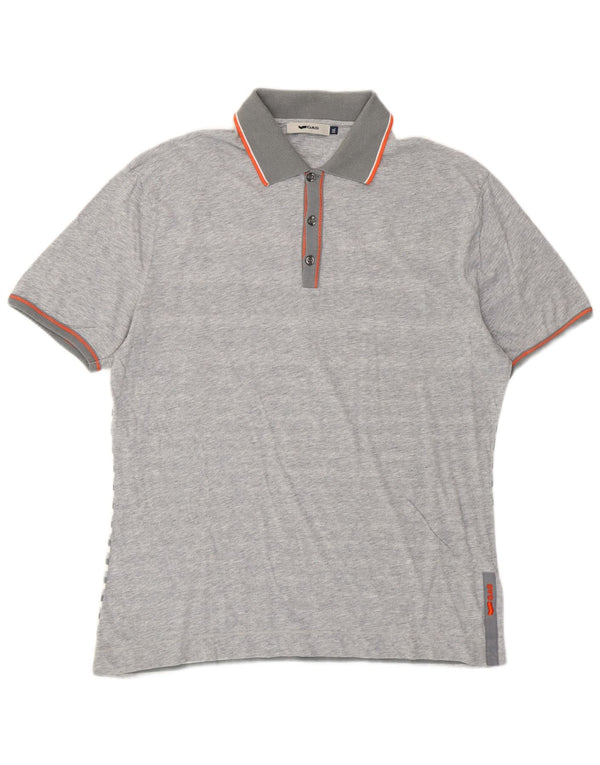 Gas Mens Graphic Polo Shirt 2XL Grey Striped Cotton