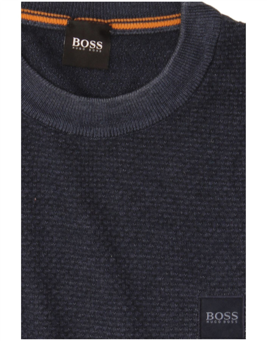 Hugo Boss Mens Crew Neck Jumper Sweater Medium Navy Blue Virgin Wool