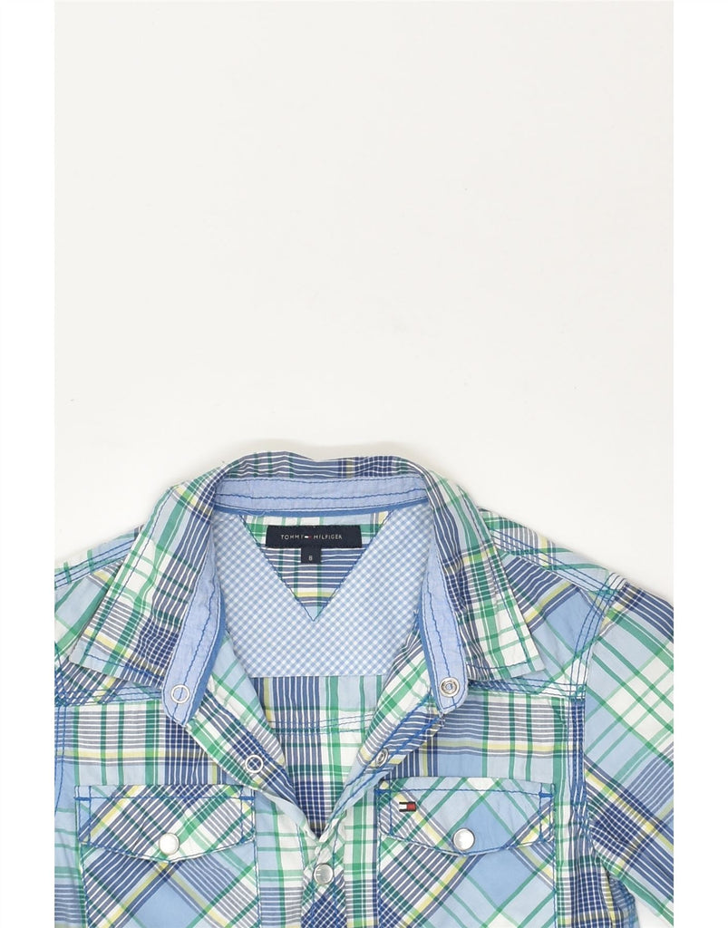 TOMMY HILFIGER Boys Shirt 7-8 Years Blue Check Cotton | Vintage Tommy Hilfiger | Thrift | Second-Hand Tommy Hilfiger | Used Clothing | Messina Hembry 