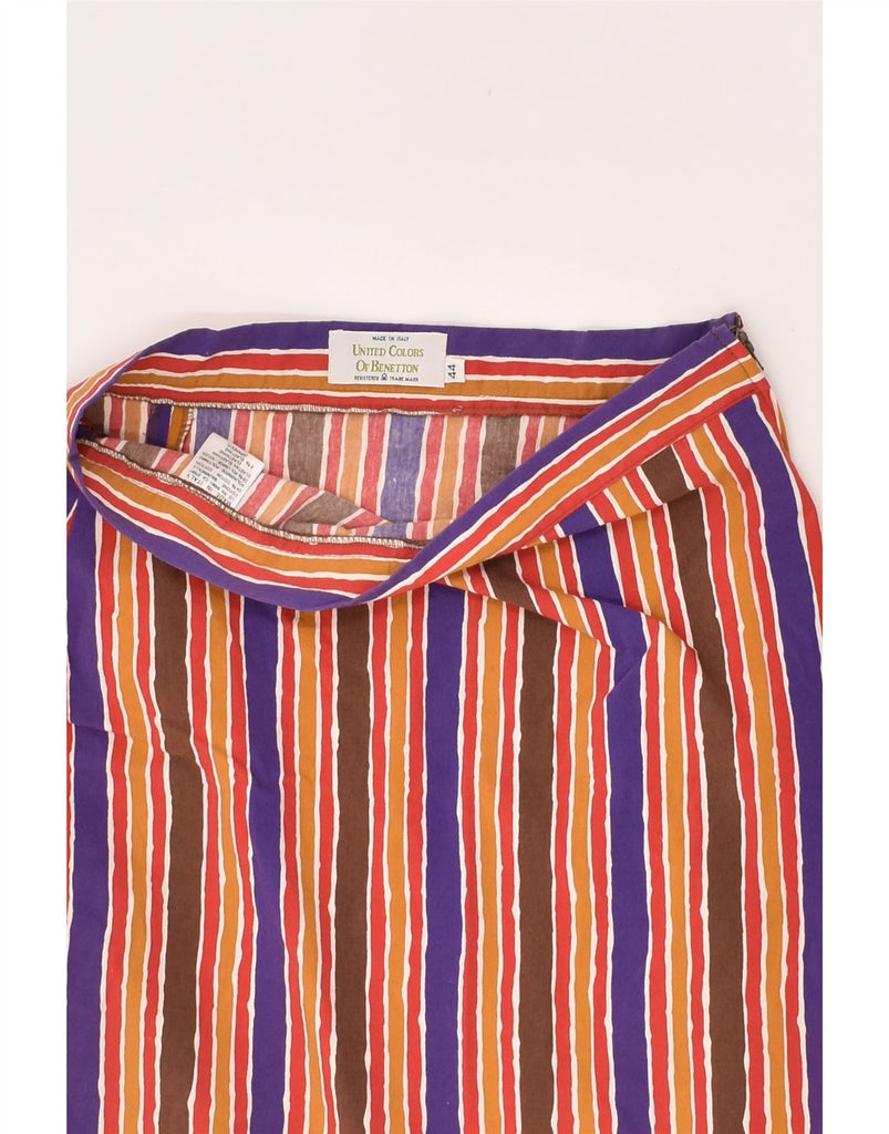 BENETTON Womens Pencil Skirt IT 44 Medium W26 Multicoloured Striped Cotton | Vintage Benetton | Thrift | Second-Hand Benetton | Used Clothing | Messina Hembry 