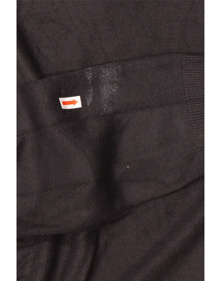 MARKS & SPENCER Mens Blue Harbour V-Neck Jumper Sweater Medium Black