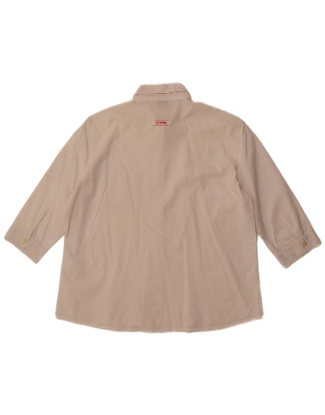 CALVIN KLEIN JEANS Womens 3/4 Sleeve Shirt UK 16 Large Off White