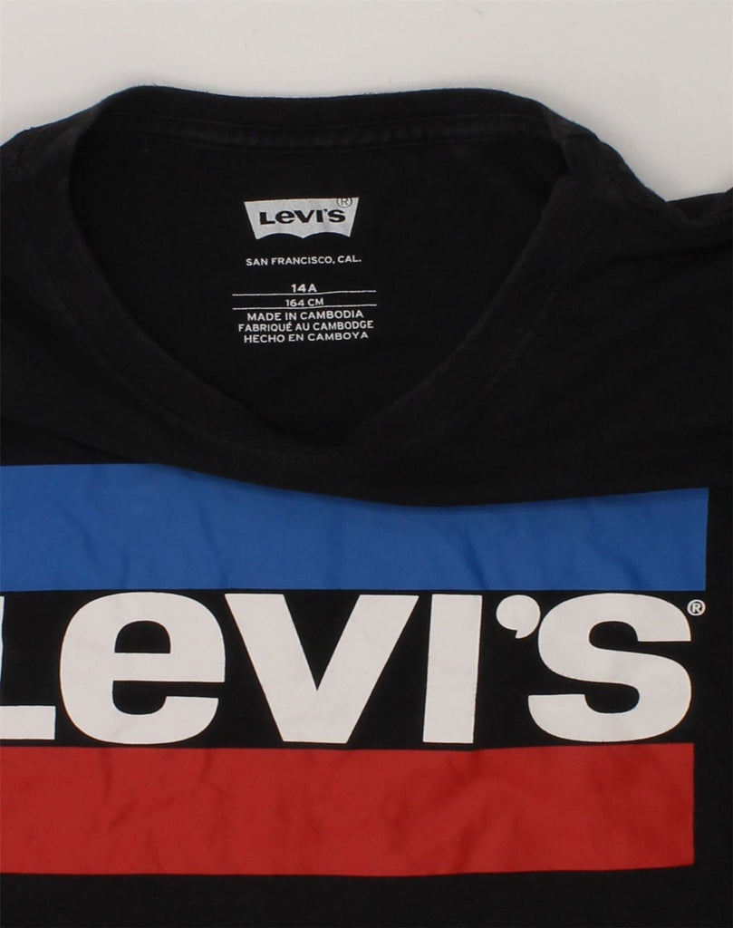 LEVI'S Boys Graphic T-Shirt Top 13-14 Years Black Cotton | Vintage Levi's | Thrift | Second-Hand Levi's | Used Clothing | Messina Hembry 