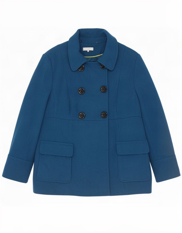 John Rocha Womens Pea Coat UK 22 3XL Blue Wool