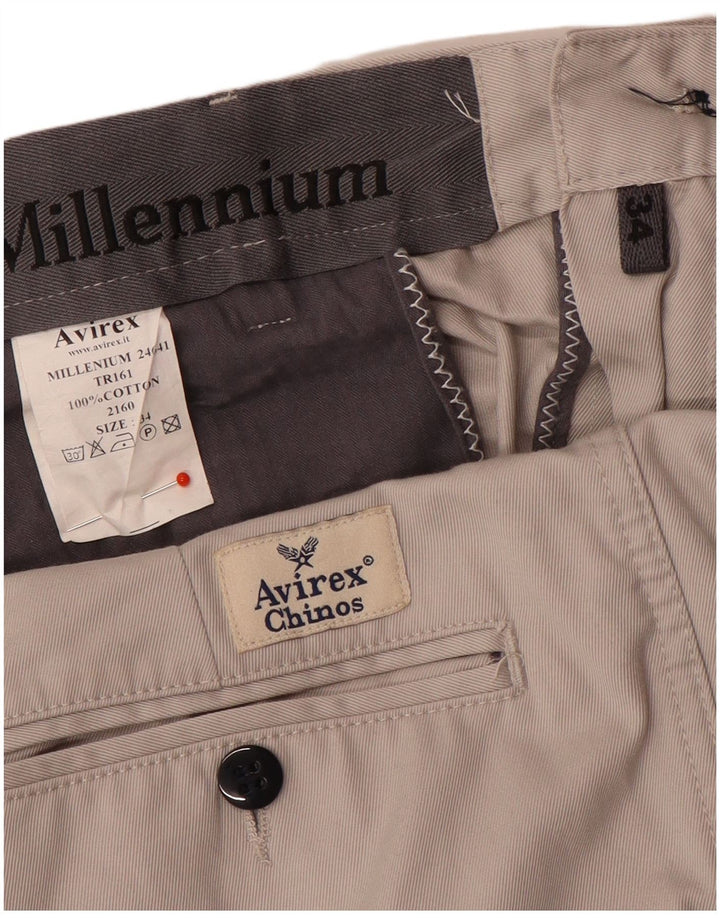 Avirex Mens Straight Chino Trousers W34 L31 Grey