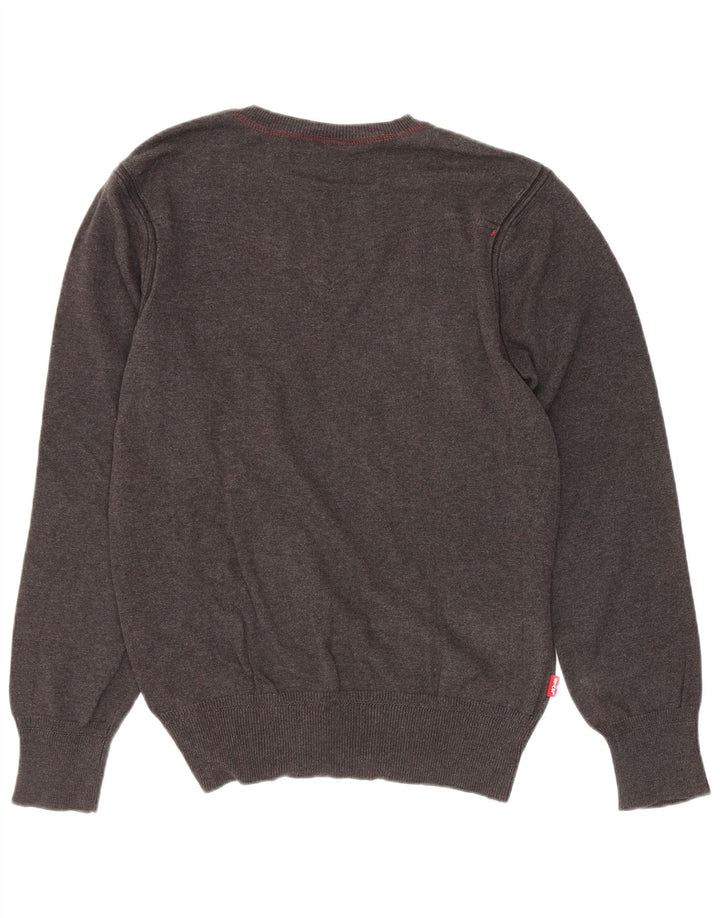 Levi's Mens V-Neck Jumper Sweater Small Grey Cotton