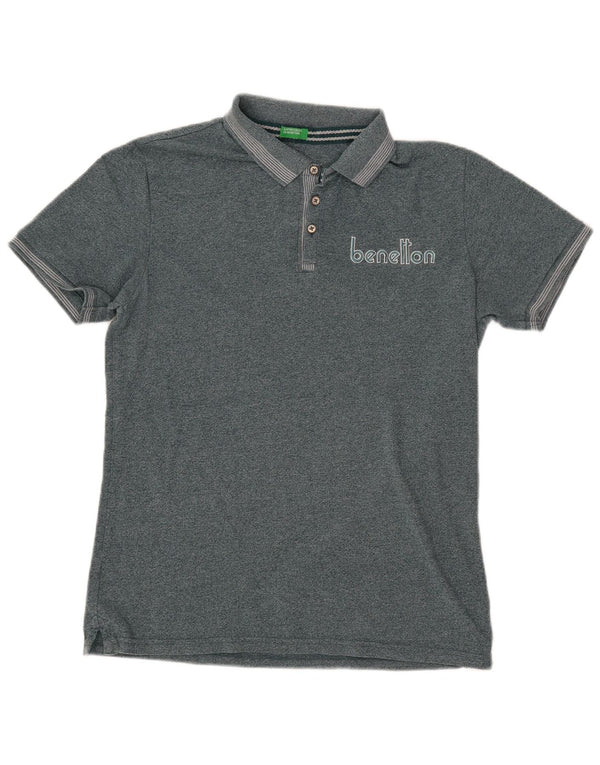 Benetton Mens Graphic Polo Shirt Medium Green Flecked