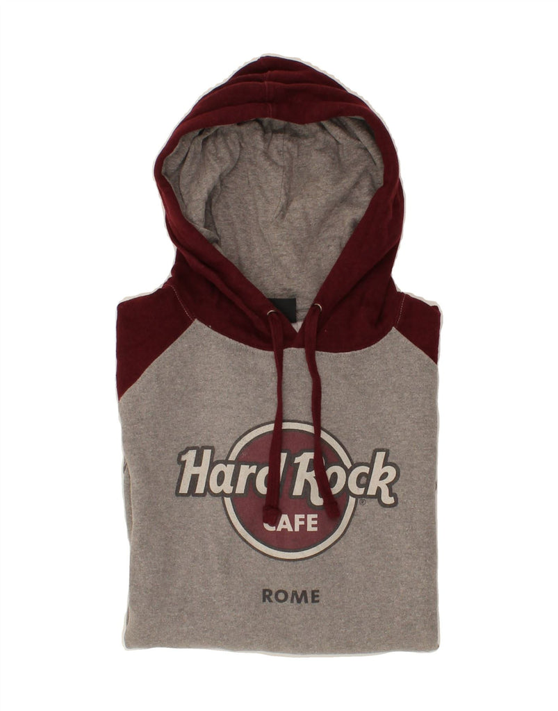 HARD ROCK CAFE Mens Rome Graphic Hoodie Jumper XL Grey Colourblock Cotton Vintage Hard Rock Cafe and Second-Hand Hard Rock Cafe from Messina Hembry 