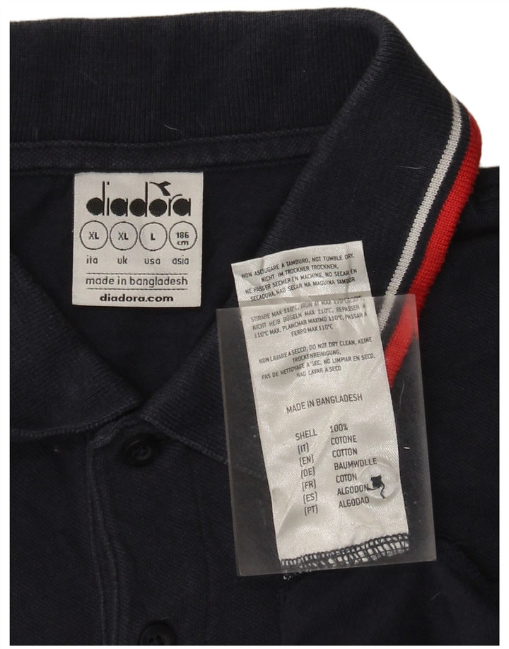 Diadora Mens Polo Shirt XL Navy Blue Cotton