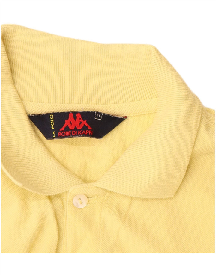 KAPPA Boys Polo Shirt 13-14 Years Large Yellow Cotton