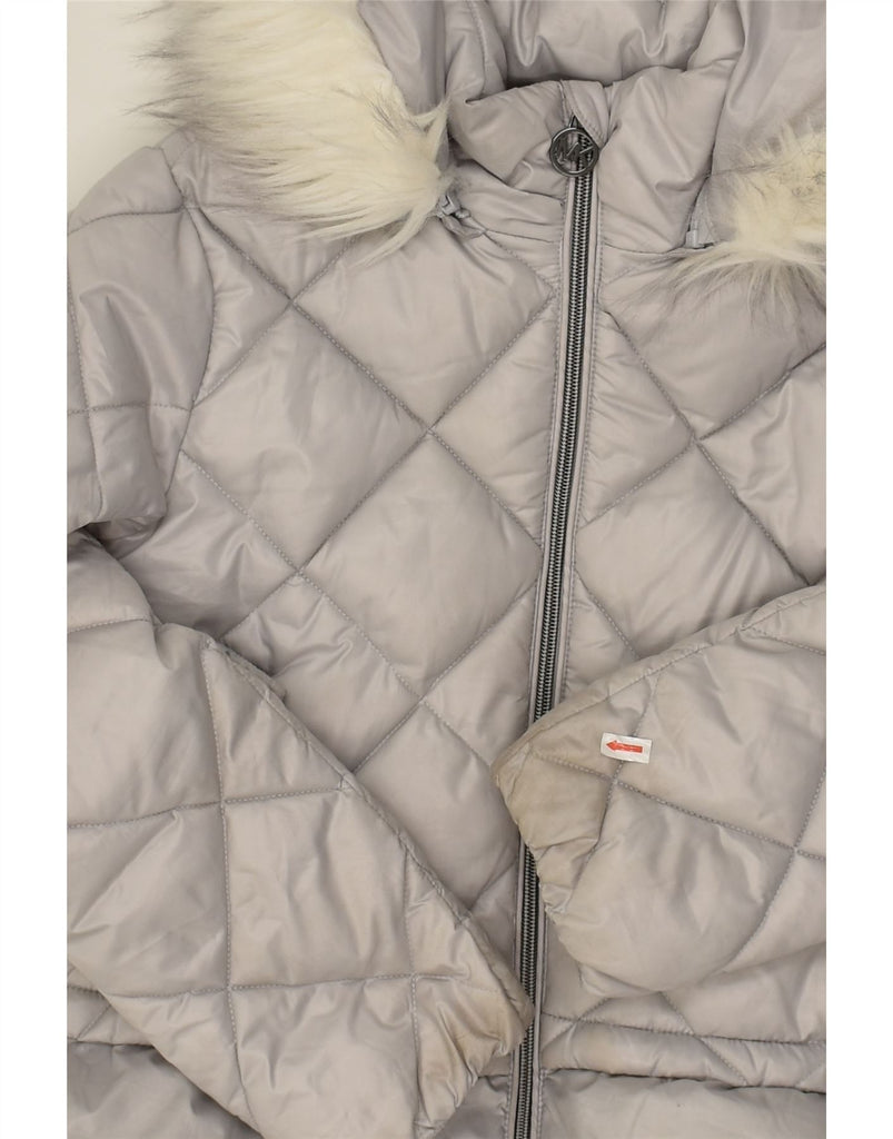 MICHAEL KORS Girls Hooded Padded Jacket 10-11 Years Grey Polyester | Vintage Michael Kors | Thrift | Second-Hand Michael Kors | Used Clothing | Messina Hembry 